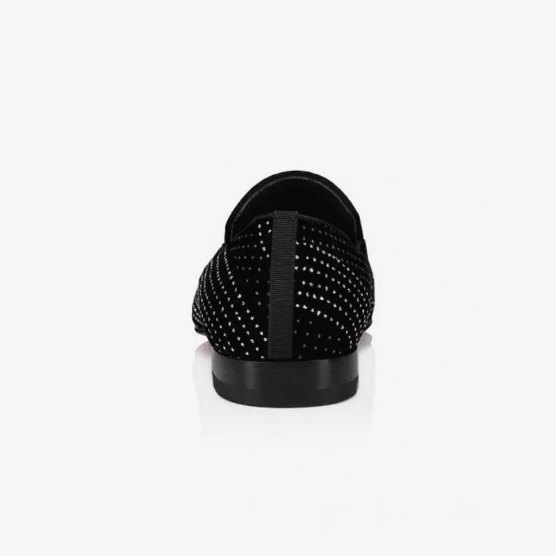 Black Dress Loafers Gliiter Leather