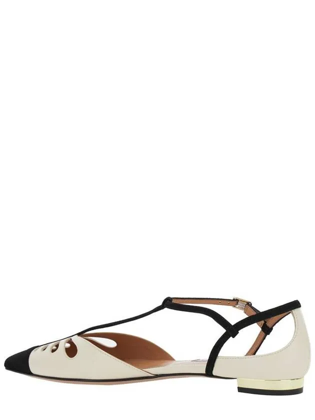 'Camille' White Ballet Shoes With Cut-Out Detail In Leather Woman