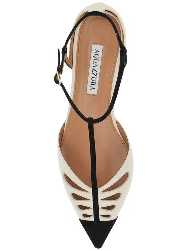 'Camille' White Ballet Shoes With Cut-Out Detail In Leather Woman