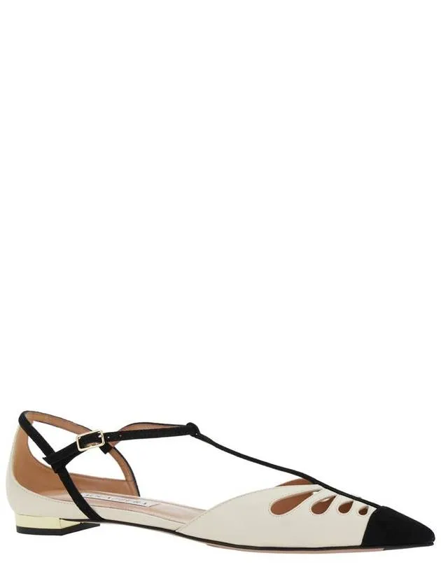 'Camille' White Ballet Shoes With Cut-Out Detail In Leather Woman