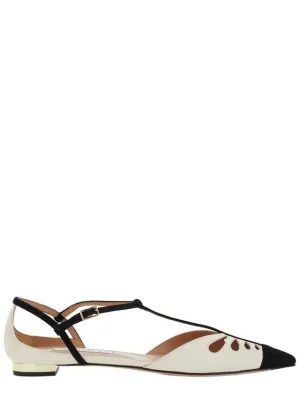 'Camille' White Ballet Shoes With Cut-Out Detail In Leather Woman
