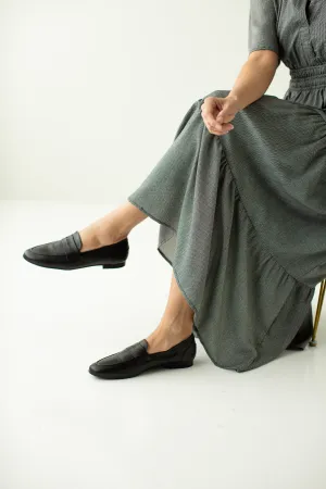 'Iona' Genuine Leather Penny Loafers in Black