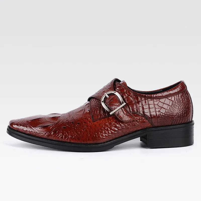 Men's alligator embossed monk shoes
