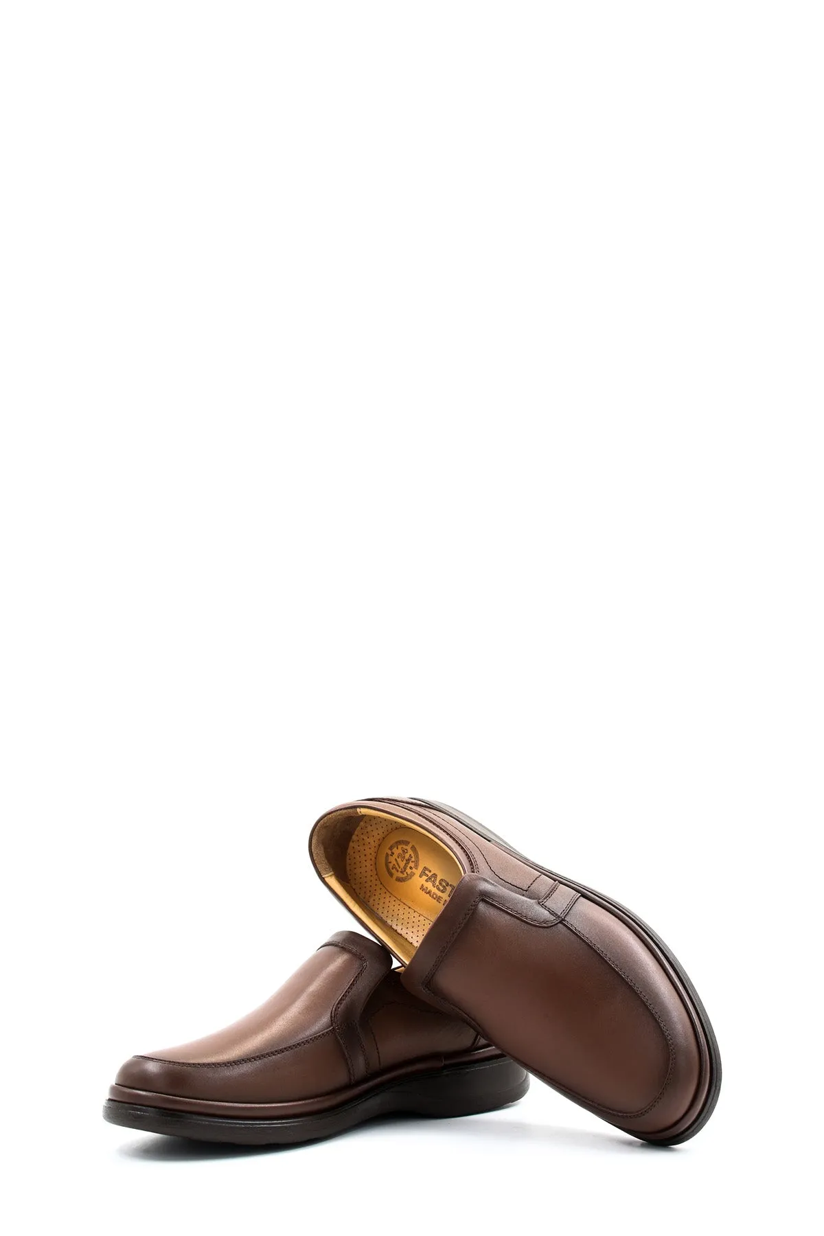 Men's Brown Leather Slip-On Loafers with Comfort Sole-Wessi