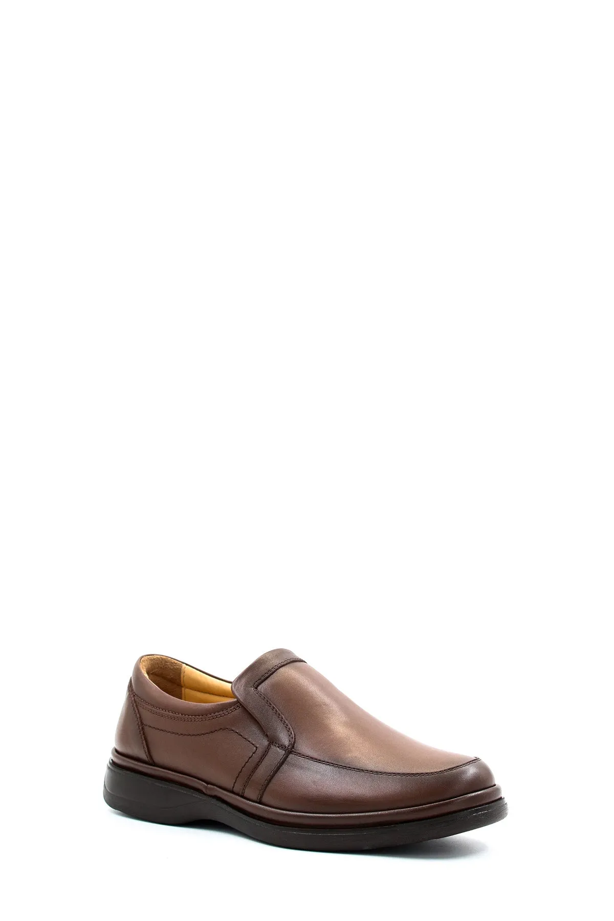 Men's Brown Leather Slip-On Loafers with Comfort Sole-Wessi