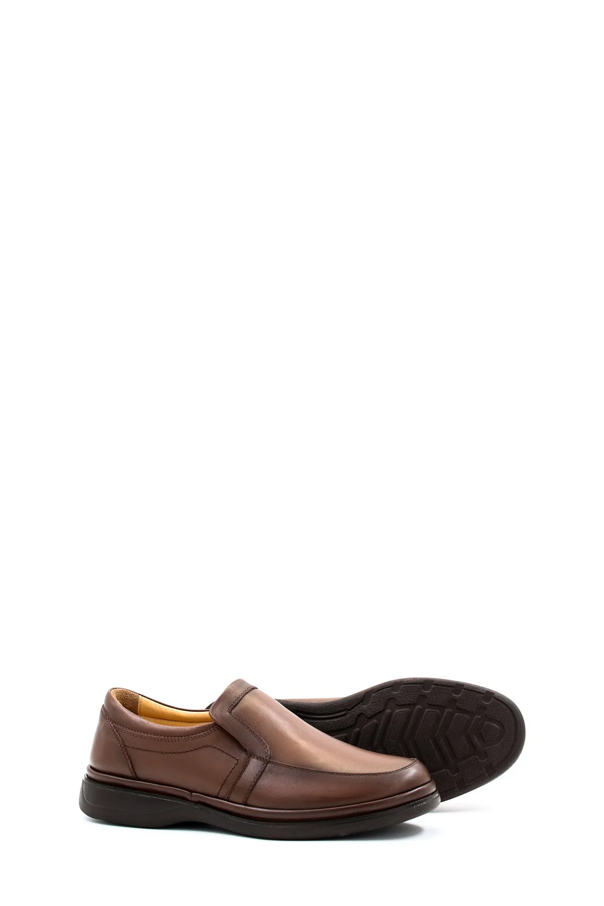 Men's Brown Leather Slip-On Loafers with Comfort Sole-Wessi