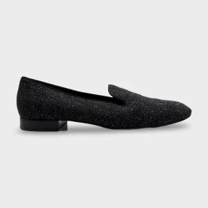 Saint Laurent Women's Black Glitter Loafers