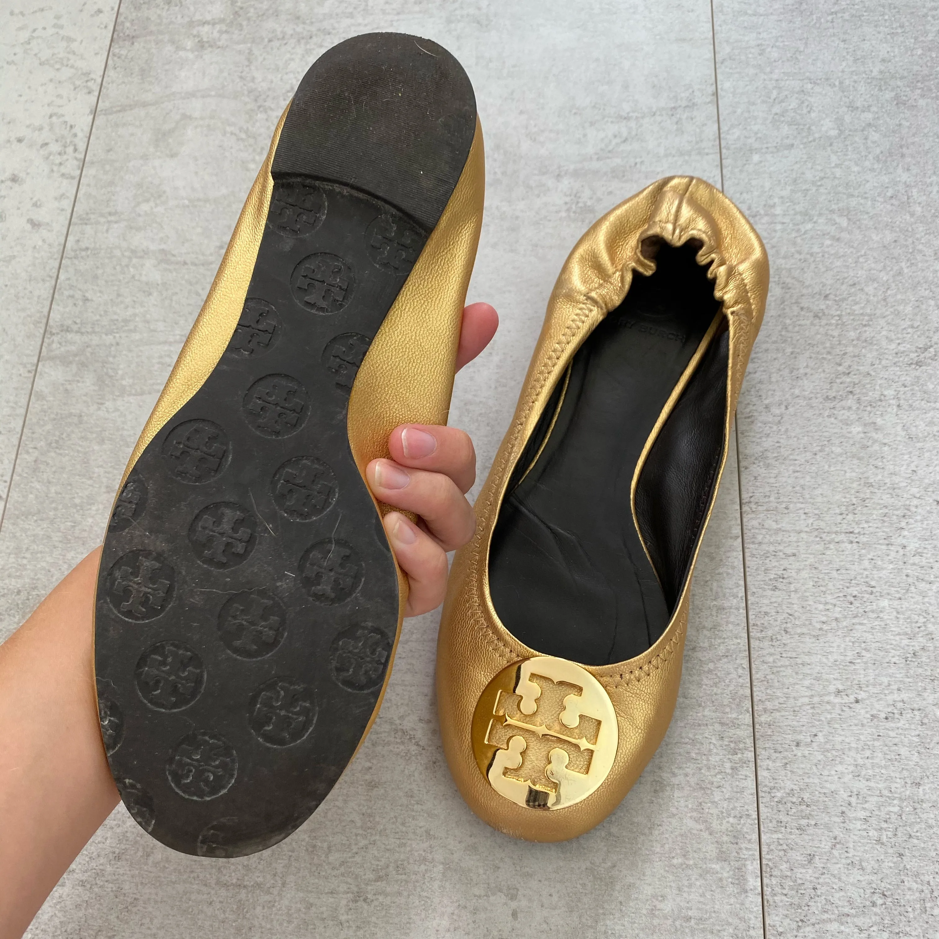Tory Burch Miller Gold Ballet Flats