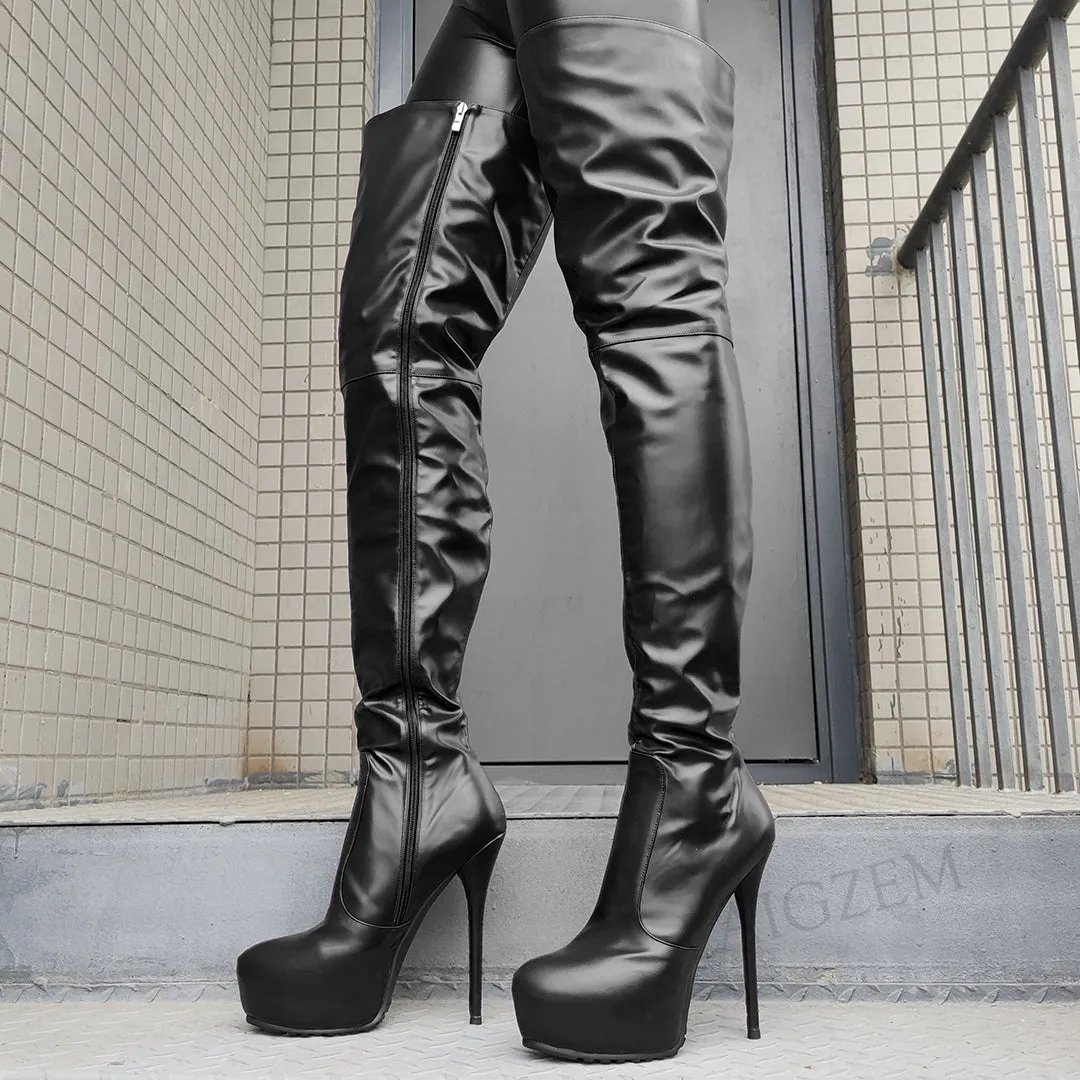 Zip Up Crotch High Boots
