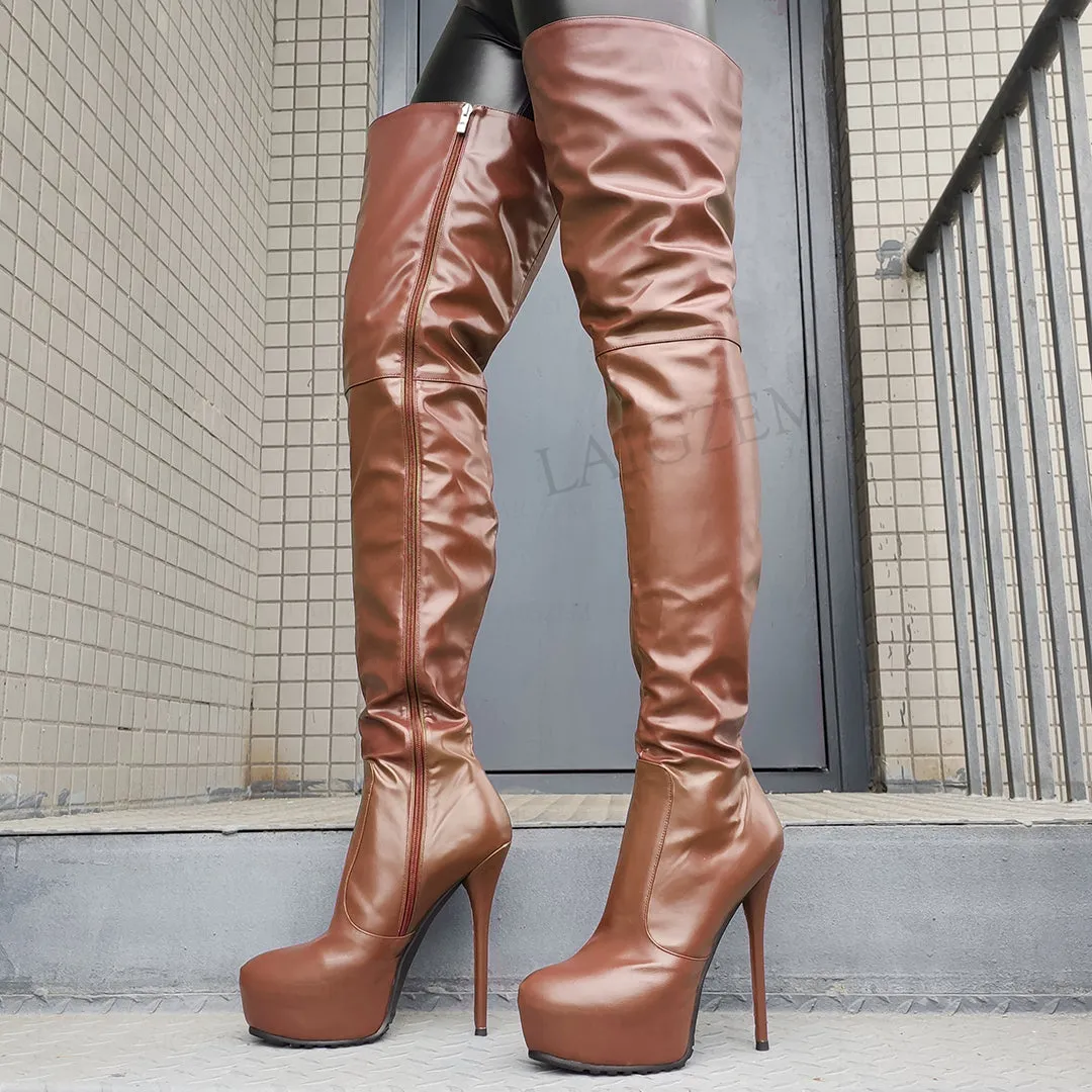 Zip Up Crotch High Boots