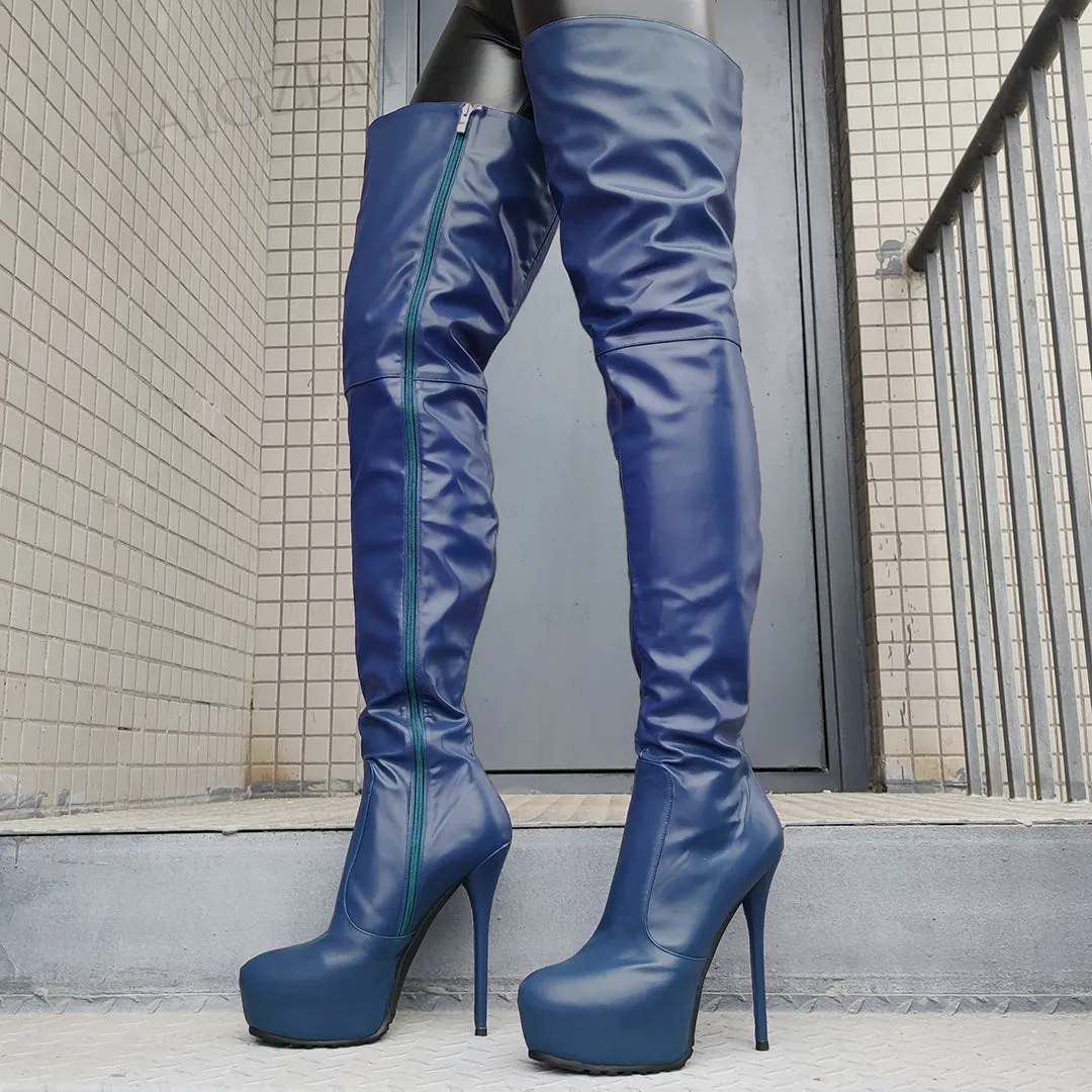 Zip Up Crotch High Boots